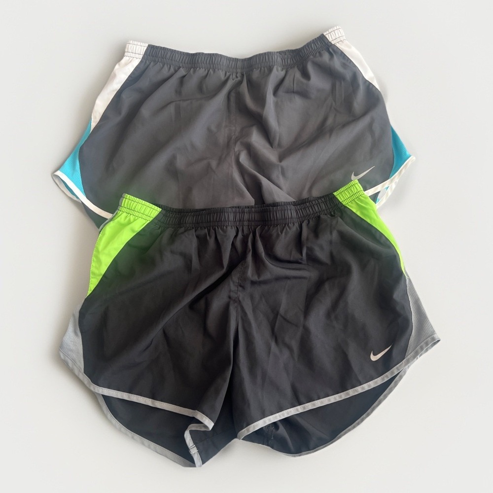 Nike Dri-fit Shorts Bundle Women M 2 Pair Gray Black Athleisure Lined Stretch